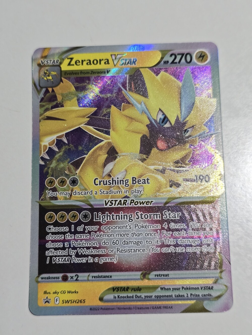Pokemon Zeraora VSTAR SWSH265 Black Star Promo Holo Card NM Near Mint Toploader